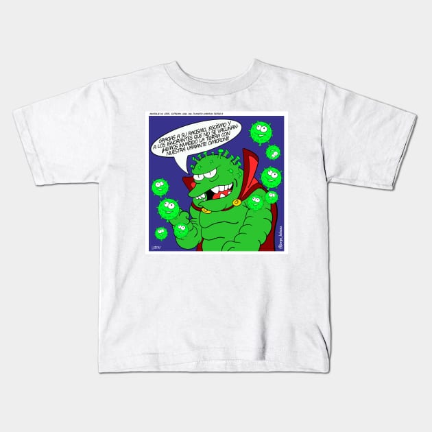 Omicron persei 8, the invasion not so easy of covid19 Kids T-Shirt by jorge_lebeau